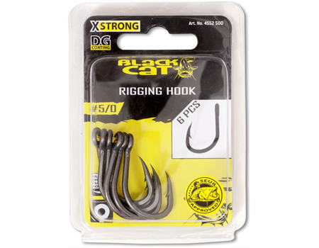 BLACK CAT Rigging Haken DG coiting 4/0 Einzelhaken, 5 Stck.