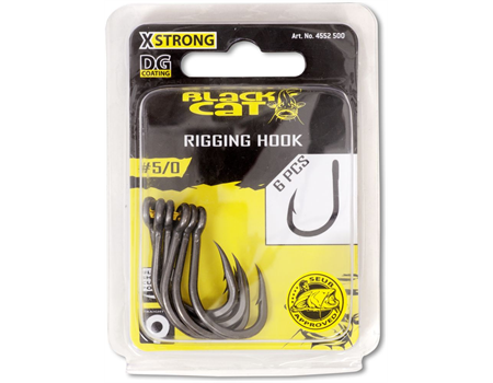 BLACK CAT Rigging Haken DG coiting 6/0 Einzelhaken, 5 Stck.