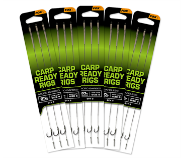 FOX Carp Ready Rigs x 3 - Wide Gape size 6 (20lb)