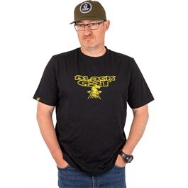 BLACK CAT Schwarzes T-Shirt mit Distressed-Logo