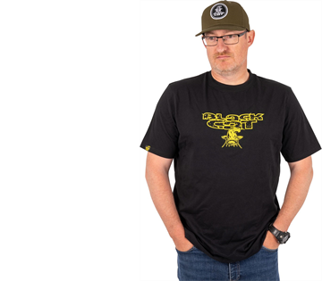 BLACK CAT Schwarzes T-Shirt mit Distressed-Logo